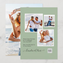 Moderne Fotohuwelijksuitnodiging QR-code RSVP Groe