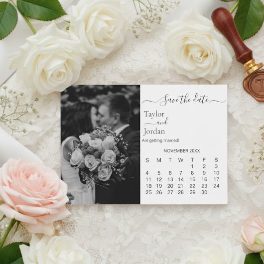 Moderne Fotokalender | Minimalistisch Zwart en Wit Save The Date
