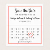 Moderne fotokalender slaat de datumkaart op visitekaartje (Binnenkant ongevouwen)