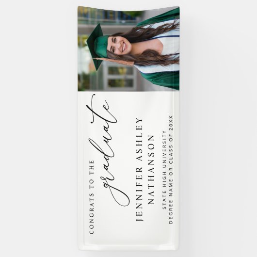 Moderne fotokalligrafie Afstuderen banner - wit (Verticaal)