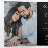 Moderne fotokalligrafie All-in-One bruiloft uitnod Drieluik Programma (Binnenzijde eerst)