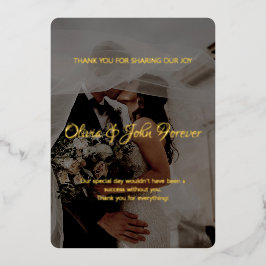 Moderne fotokalligrafie bruiloft bedankt voor je k folie uitnodiging