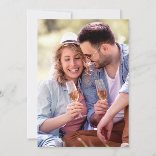 Moderne fotokalligrafie bruiloft save the date (Achterkant)