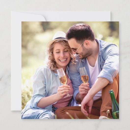 Moderne fotokalligrafie bruiloft save the date (Achterkant)