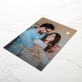 Moderne fotokalligrafie bruiloft Save the Date Folie Uitnodiging (Gedraaid)