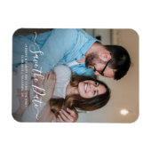 Moderne fotokalligrafie bruiloft Save the Date Magneet (Horizontaal)