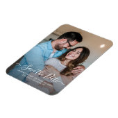 Moderne fotokalligrafie bruiloft Save the Date Magneet (Linkerzijde)