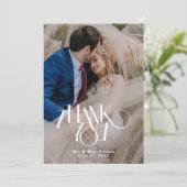 Moderne fotokalligrafie script minimalistische bru bedankkaart (Staand voorkant)