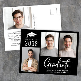Moderne fotoklas van Black Graduation Party 2025 Uitnodiging Briefkaart