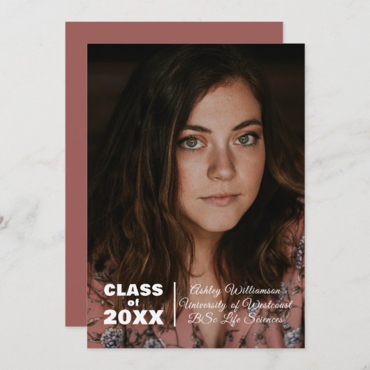 Moderne fotoklasse 20XX Afstuderen Aankondiging (Voorkant / Achterkant)