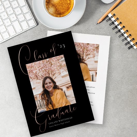 Moderne fotoklasse van Afstuderen Black Folie Uitnodiging