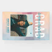 Moderne fotokleurrijke ombre Graduation Party Spandoek (Horizontaal)