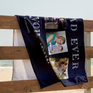 Moderne fotokollage beste papa ooit marineblauw wi strandlaken