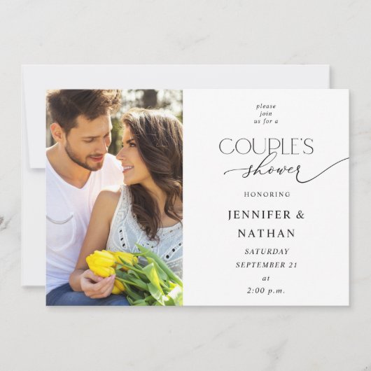 Moderne fotokoppels — Shower-uitnodiging Kaart (Voorkant)