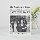 Moderne fotokrant Afstuderen opslaan van de datum Save The Date (Staand voorkant)