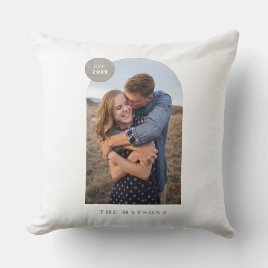 Moderne fotokussen met boogframe op maat - grijs kussen (Voorkant)