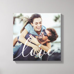 Moderne Fotoliefde Script Canvas Afdruk