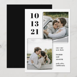 Moderne fotolijst plat Save The Date kaart