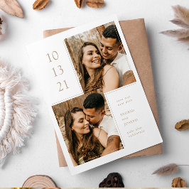 Moderne fotolijst plat Save The Date kaart