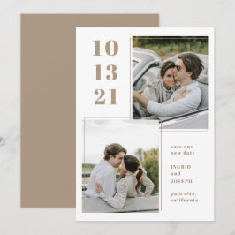 Moderne fotolijst plat Save The Date kaart