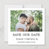 Moderne Fotomagnetische LGBTQ Save The Date Kaart Magnetische Uitnodiging (Voorkant)