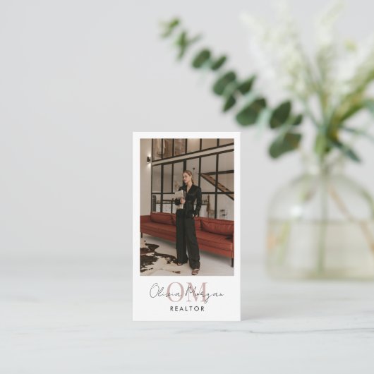 Moderne Fotomakelaar Terracotta Visitekaartje (Staand voorkant)