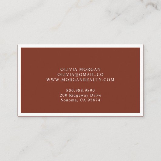 Moderne Fotomakelaar Terracotta Visitekaartje (Achterkant)