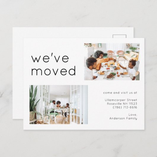 Moderne fotominimalistisch bewegend fototeam van t aankondigingskaart (Voorkant / Achterkant)