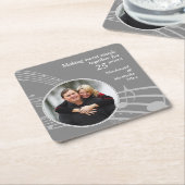 Moderne Fotomuziek 25e Zilveren bruiloft Jubileum Kartonnen Onderzetters (Schuin)