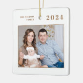 Moderne fotonaam Goud Vrolijk Kerstfeest Keramisch Ornament (Links)