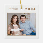 Moderne fotonaam Goud Vrolijk Kerstfeest Keramisch Ornament (Voorkant)