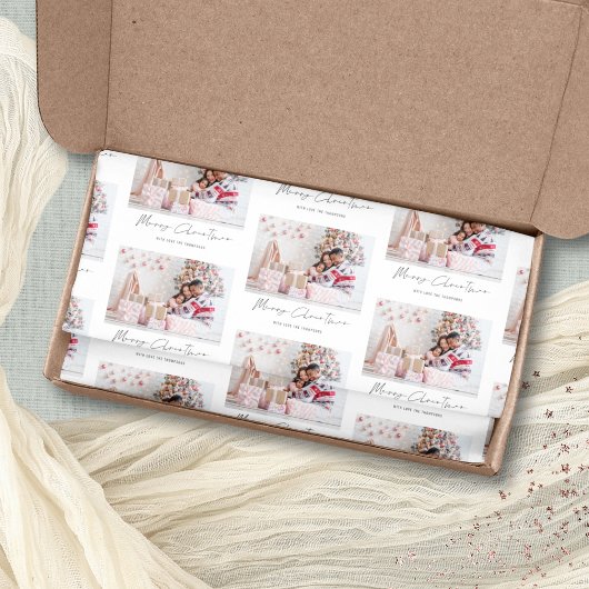 Moderne Fotonaam Script Patroon Vrolijk Kerstfeest Tissuepapier
