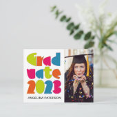 Moderne fotopartij voor kleurrijk Afstuderen Uitnodiging Briefkaart (Staand voorkant)