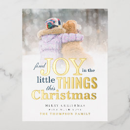 Moderne fotoprijsopgave vind feestelijke feestdage folie feestdagen briefkaart