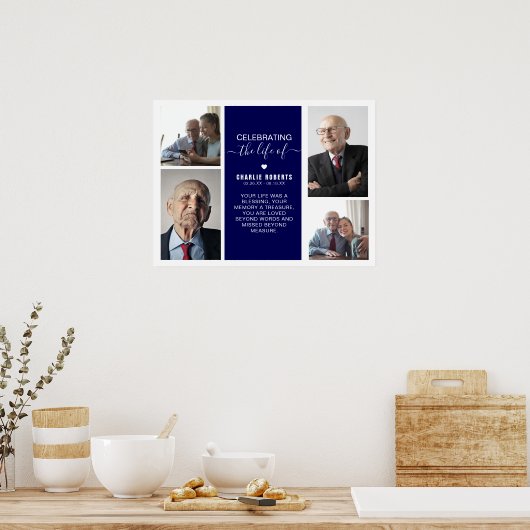 Moderne fotorooster-herdenking | Uitvaart Poster (Keuken)