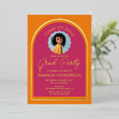 Moderne fotoroze en Oranje Afstuderen Folie Uitnodiging (Staand Voorkant)