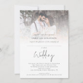 Moderne fotoruimte voor gastnaam QR Code Weddensch Kaart (Voorkant)