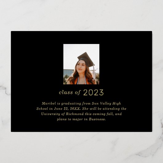 Moderne foto's Afstuderen Gold Foil aankondiging (Achterkant)