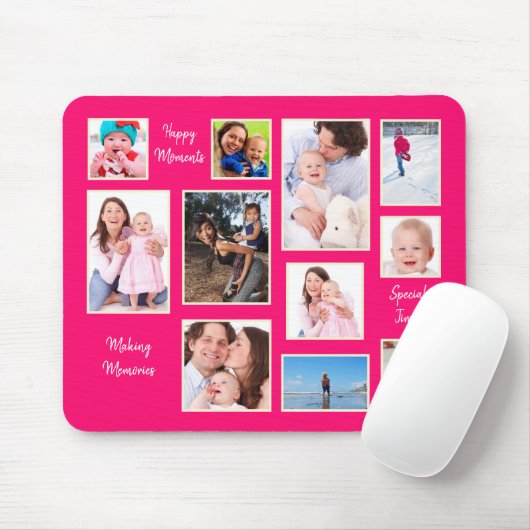 Moderne foto's Collage Typografie Happy Moments Muismat (Met muis)