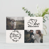 Moderne foto's Getrouwd en vrolijk Feestdagenkaart (Staand voorkant)