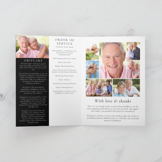 Moderne foto's gevouwen herdenkingsbegrafenis programma (Binnen)