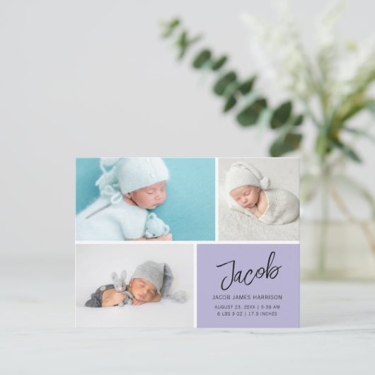 Moderne foto's Grid geboorte aankondiging Briefkaart (Staand voorkant)