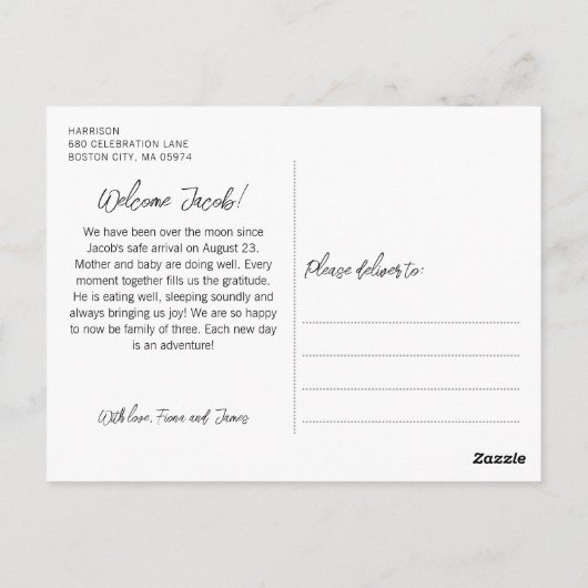 Moderne foto's Grid geboorte aankondiging Briefkaart (Achterkant)