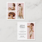 Moderne foto's met elegante witte rand vierkante visitekaartje (Voorkant / Achterkant)