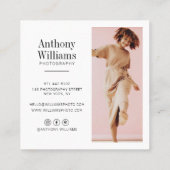 Moderne foto's met elegante witte rand vierkante visitekaartje (Achterkant)