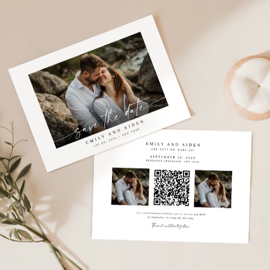 Moderne foto's slaan de datum op met QR-code Save The Date