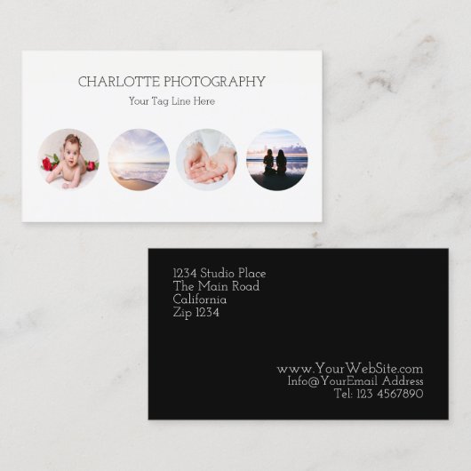 Moderne foto's van zwart-wit en wit 4 visitekaartje (Voorkant / Achterkant)