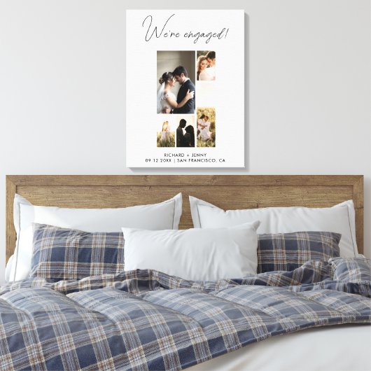 Moderne foto's We're Engaged Verloving Canvas Afdruk (Insitu (Slaapkamer))
