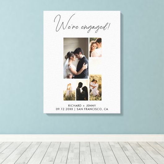 Moderne foto's We're Engaged Verloving Canvas Afdruk (Insitu (Houten vloer))