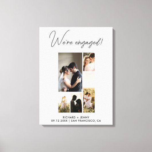 Moderne foto's We're Engaged Verloving Canvas Afdruk (Voorkant)